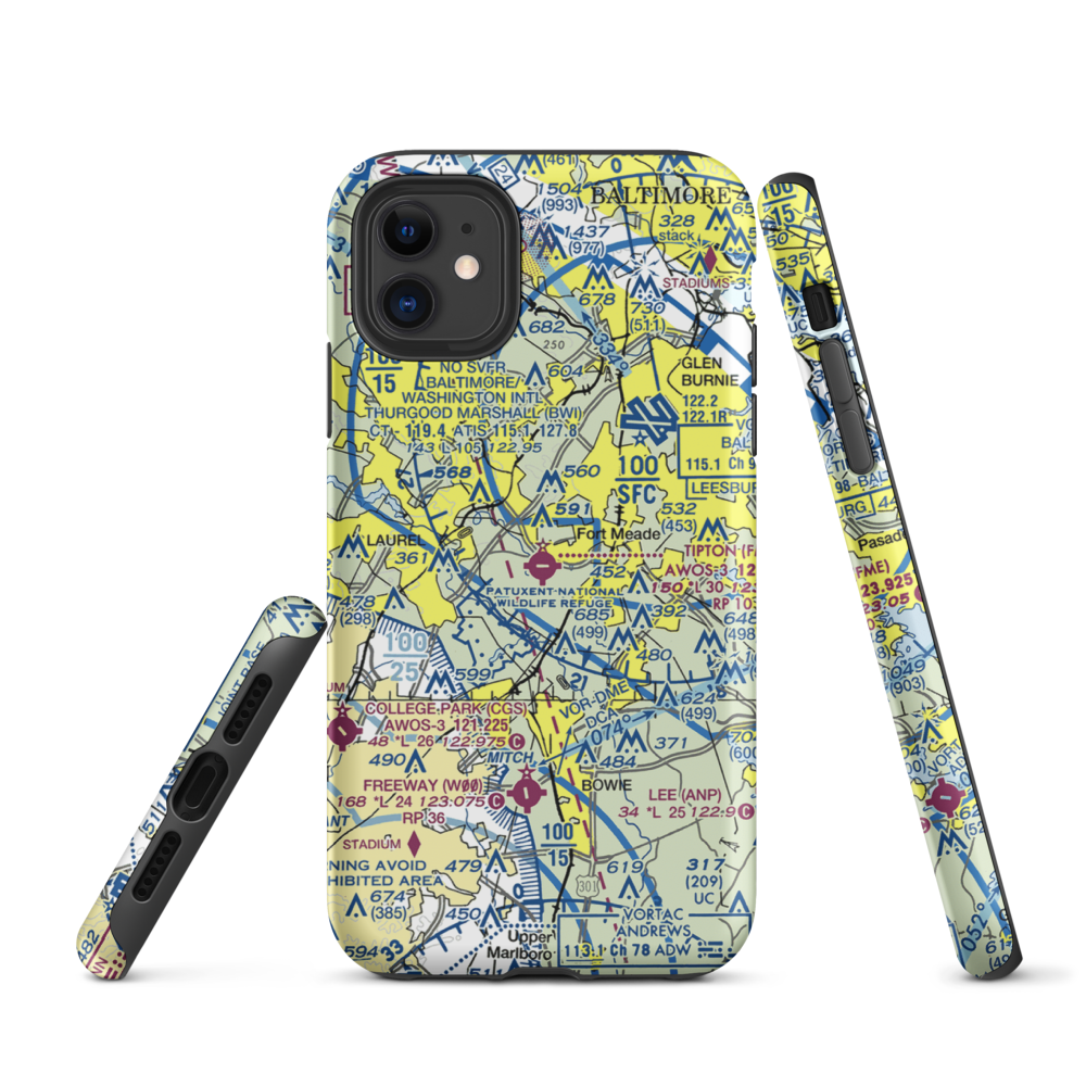 Tipton Airport (FME) VFR Sectional  Tough iPhone Case iPhone 11 model shown