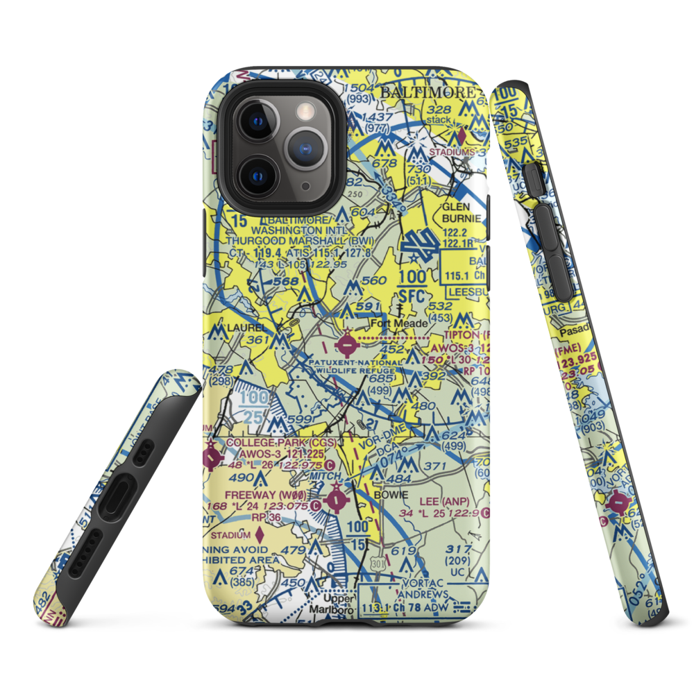 Tipton Airport (FME) VFR Sectional  Tough iPhone Case iPhone 11 Pro model shown