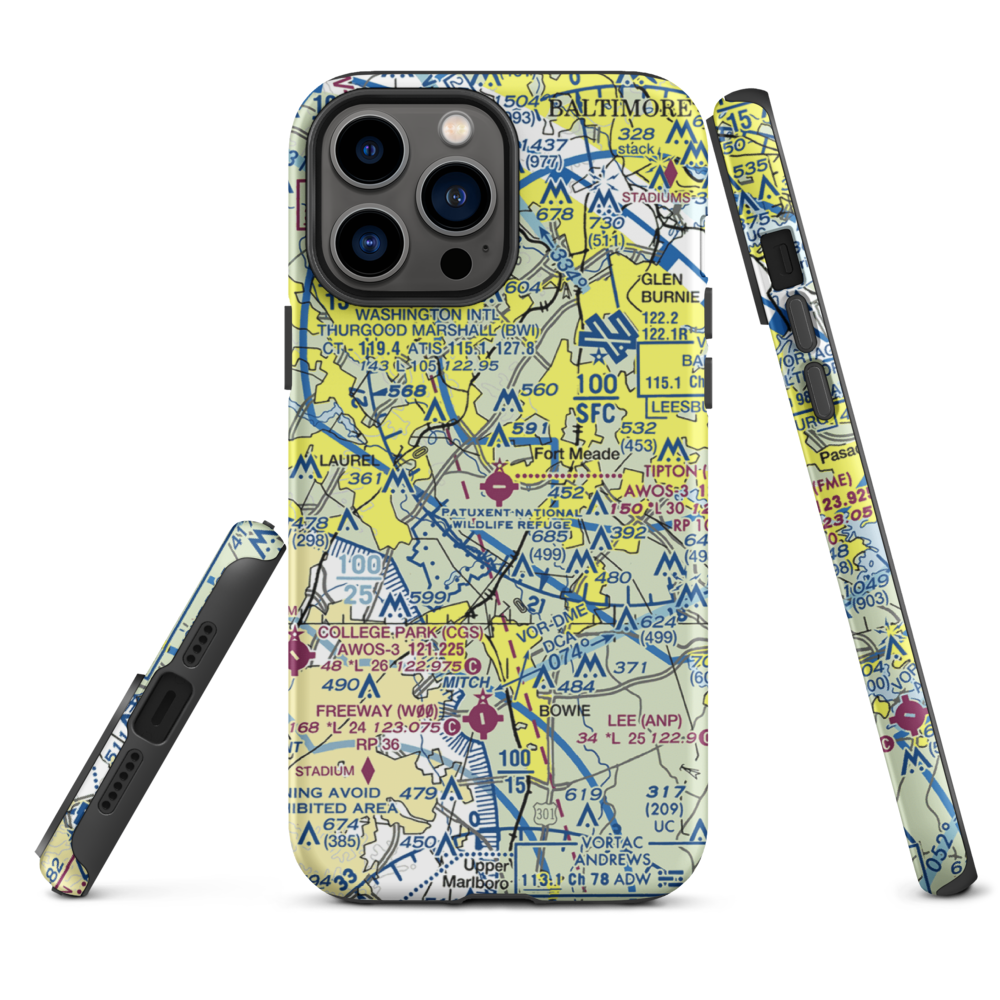 Tipton Airport (FME) VFR Sectional  Tough iPhone Case iPhone 13 Pro Max model shown