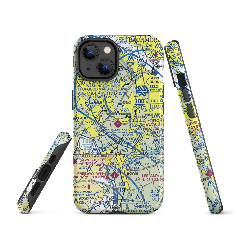Tipton Airport (FME) VFR Sectional  Tough iPhone Case iPhone 14 model shown