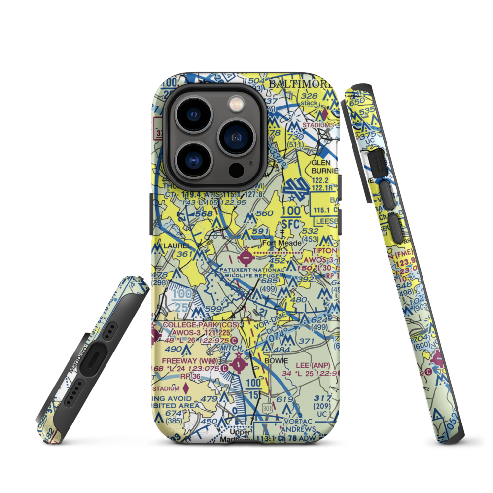 Tipton Airport (FME) VFR Sectional  Tough iPhone Case iPhone 14 Pro model shown