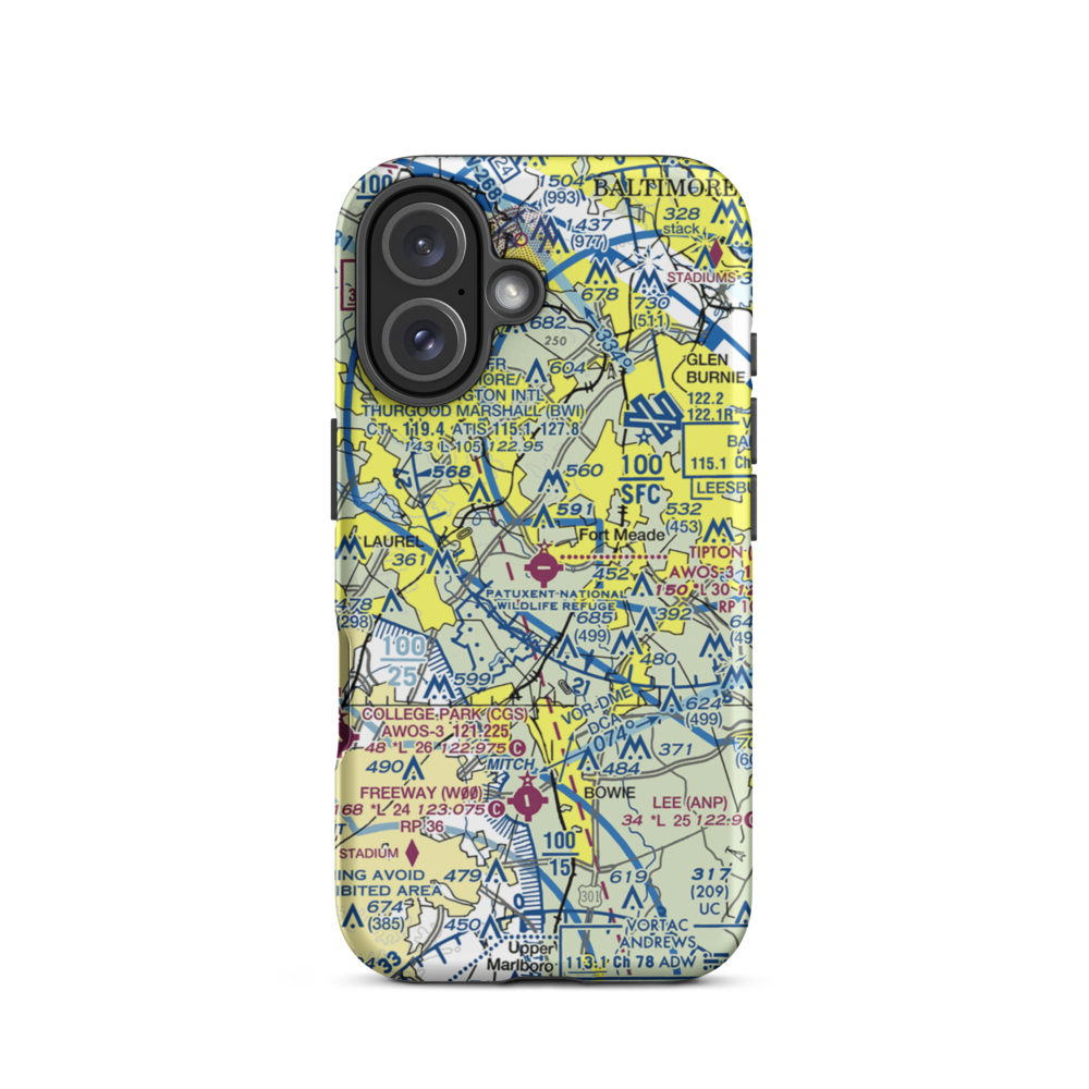 Tipton Airport (FME) VFR Sectional  Tough iPhone Case iPhone 16 model shown
