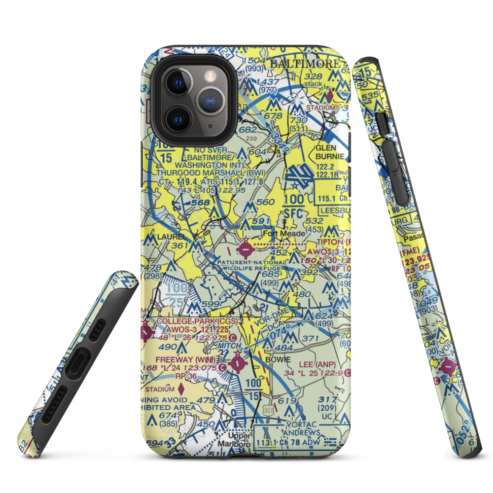 Tipton Airport (FME) VFR Sectional  Tough iPhone Case iPhone 11 Pro Max model shown