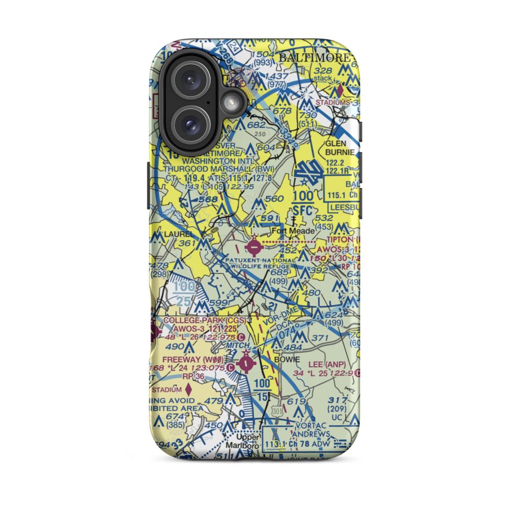 Tipton Airport (FME) VFR Sectional  Tough iPhone Case iPhone 16 Plus model shown