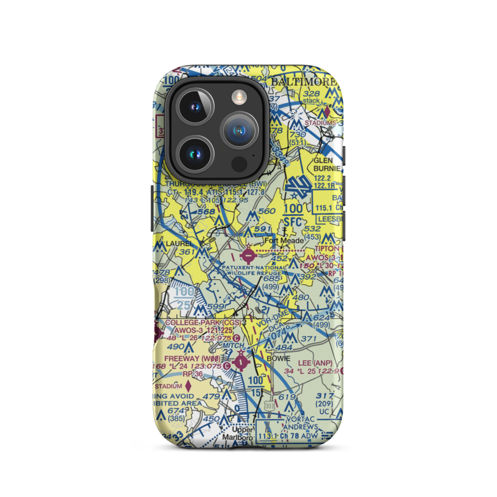 Tipton Airport (FME) VFR Sectional  Tough iPhone Case iPhone 16 Pro model shown