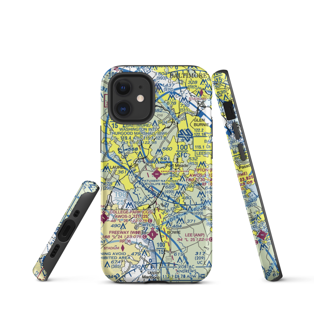 Tipton Airport (FME) VFR Sectional  Tough iPhone Case iPhone 12 mini model shown