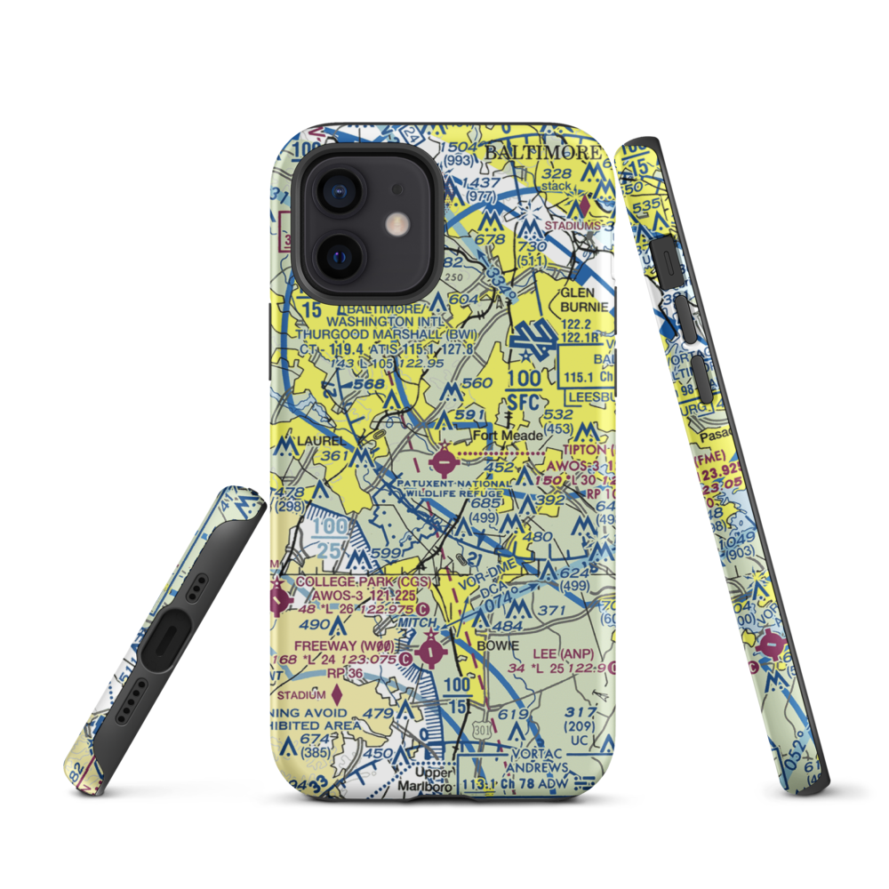 Tipton Airport (FME) VFR Sectional  Tough iPhone Case iPhone 12 model shown