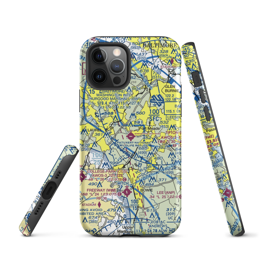 Tipton Airport (FME) VFR Sectional  Tough iPhone Case iPhone 12 Pro model shown