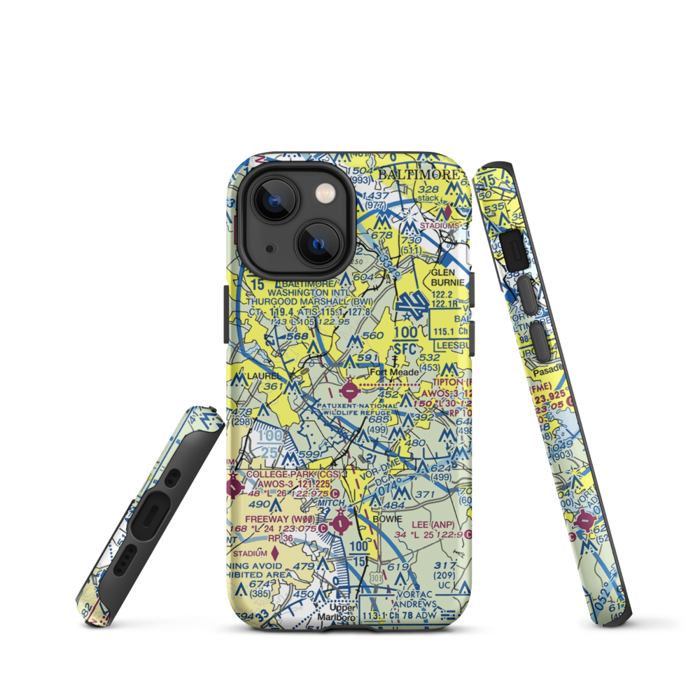 Tipton Airport (FME) VFR Sectional  Tough iPhone Case iPhone 13 mini model shown