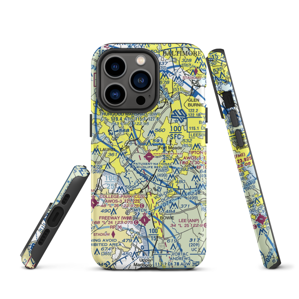 Tipton Airport (FME) VFR Sectional  Tough iPhone Case iPhone 13 Pro model shown