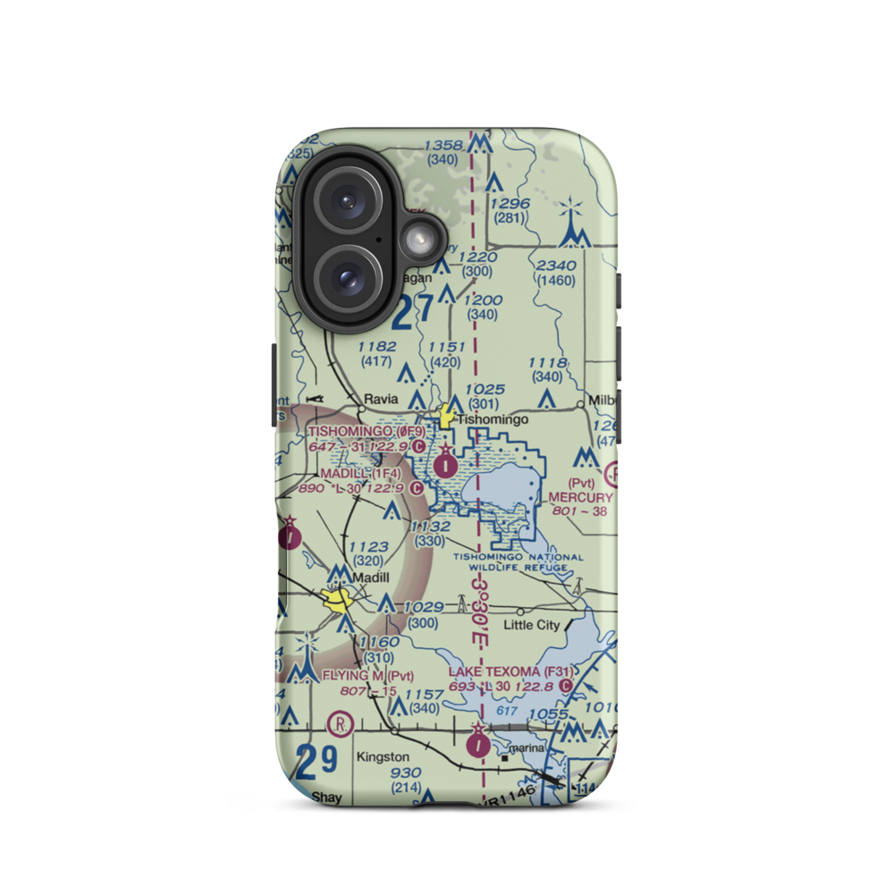 Tishomingo Airpark (0F9) VFR Sectional  Tough iPhone Case iPhone 16 model shown