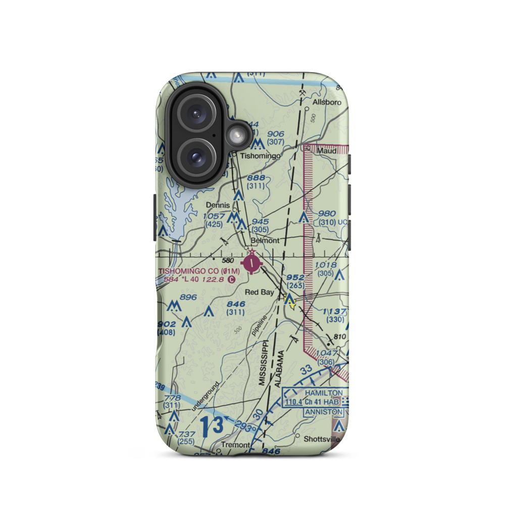 Tishomingo County Airport (01M) VFR Sectional  Tough iPhone Case iPhone 16 model shown