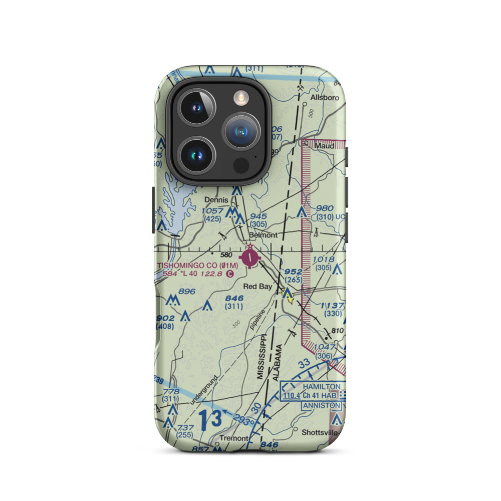 Tishomingo County Airport (01M) VFR Sectional  Tough iPhone Case iPhone 16 Pro model shown