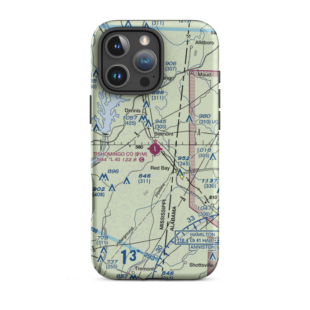 Tishomingo County Airport (01M) VFR Sectional  Tough iPhone Case iPhone 16 Pro Max model shown