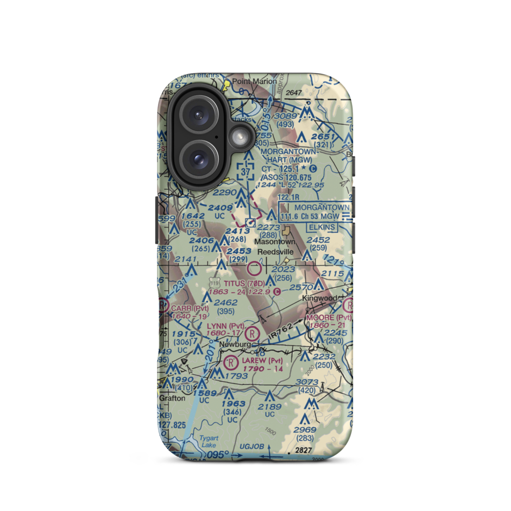 Titus Field (70D) VFR Sectional  Tough iPhone Case iPhone 16 model shown