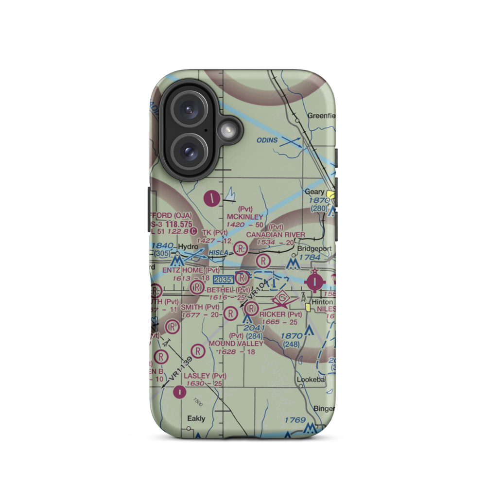 TK Airport (3OK2) VFR Sectional  Tough iPhone Case iPhone 16 model shown