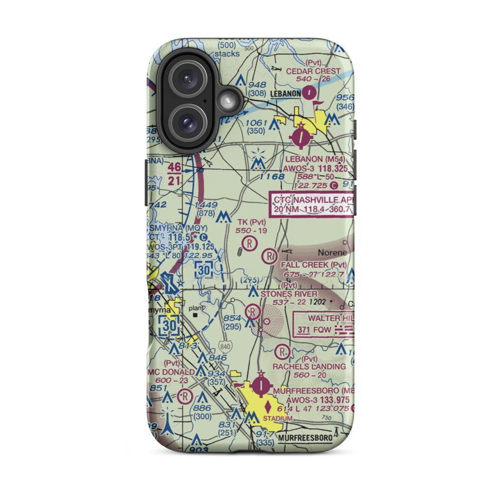 TK Farms Airport (TN26) VFR Sectional  Tough iPhone Case iPhone 16 Plus model shown