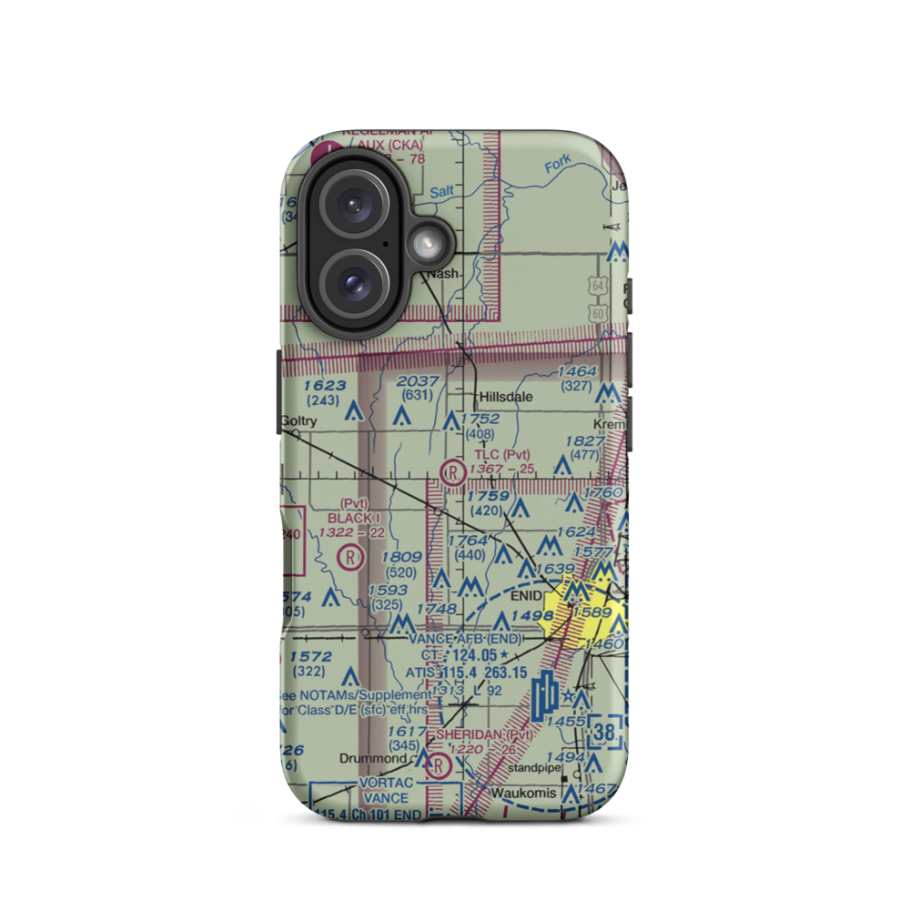 TLC Airport (OK71) VFR Sectional  Tough iPhone Case iPhone 16 model shown