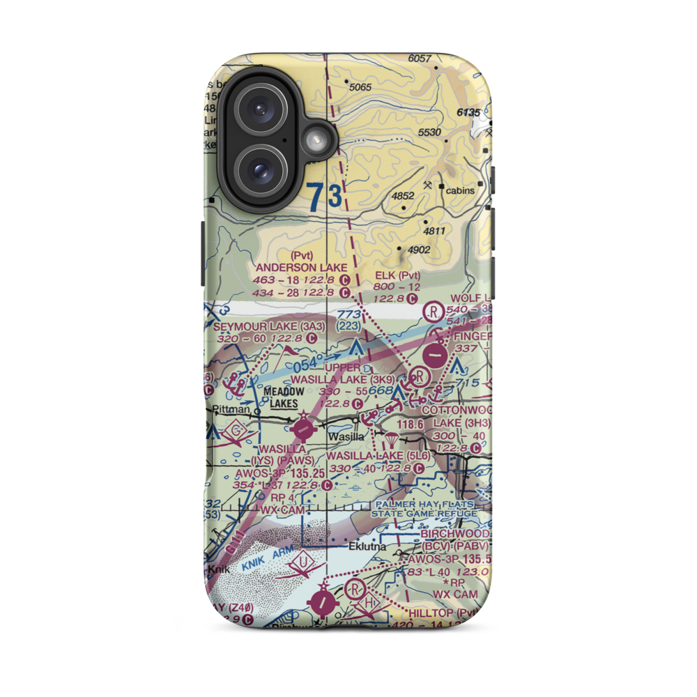 Todds Strip (5AK5) VFR Sectional  Tough iPhone Case iPhone 16 Plus model shown