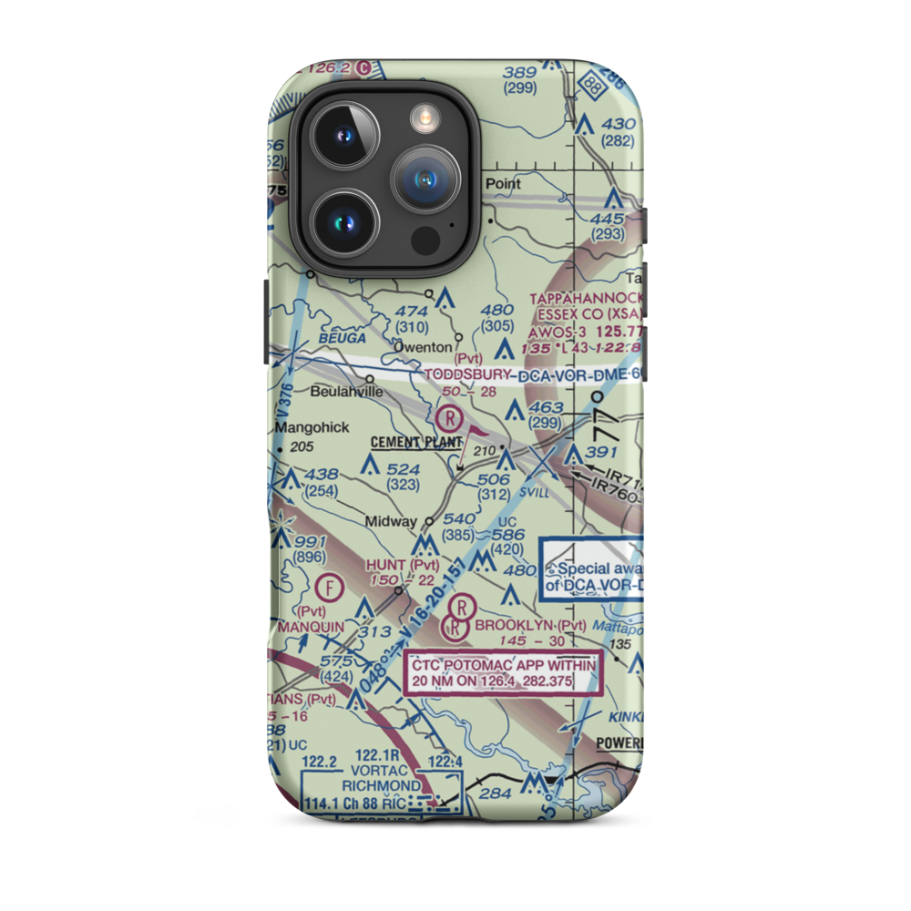 Toddsbury Farm Airport (25VA) VFR Sectional  Tough iPhone Case iPhone 16 Pro Max model shown