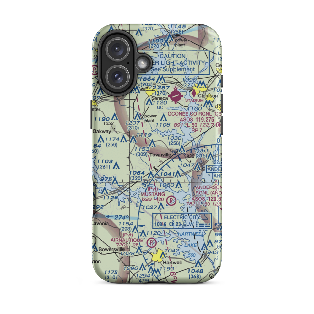 Tokeena Air Park (SC96) VFR Sectional  Tough iPhone Case iPhone 16 Plus model shown