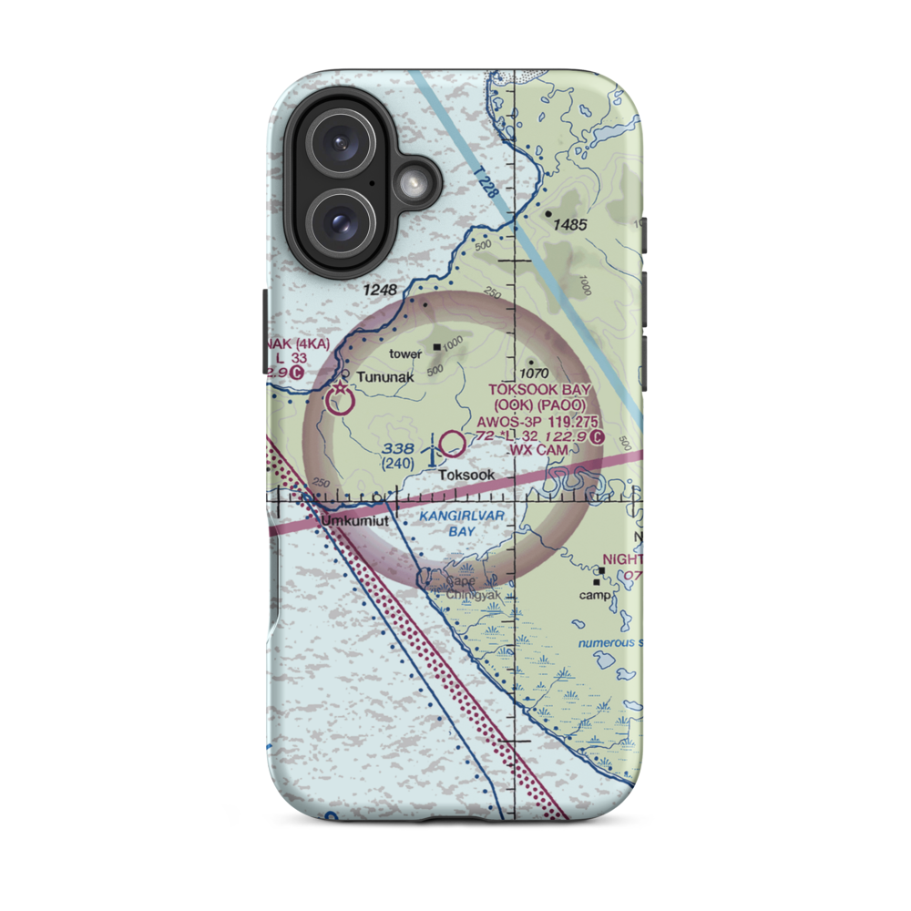 Toksook Bay Airport (OOK) VFR Sectional  Tough iPhone Case iPhone 16 Plus model shown