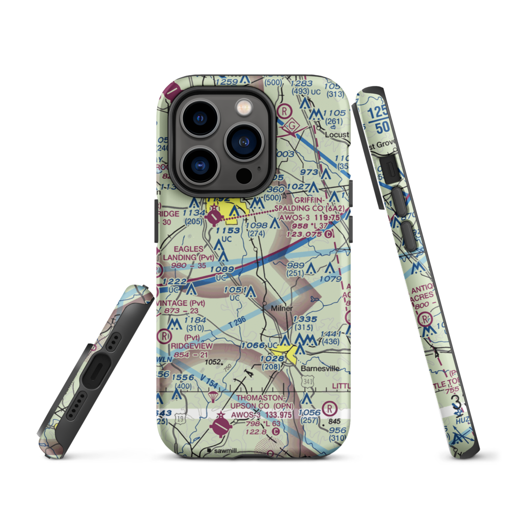 Toland Airport (77GA) VFR Sectional  Tough iPhone Case iPhone 14 Pro model shown
