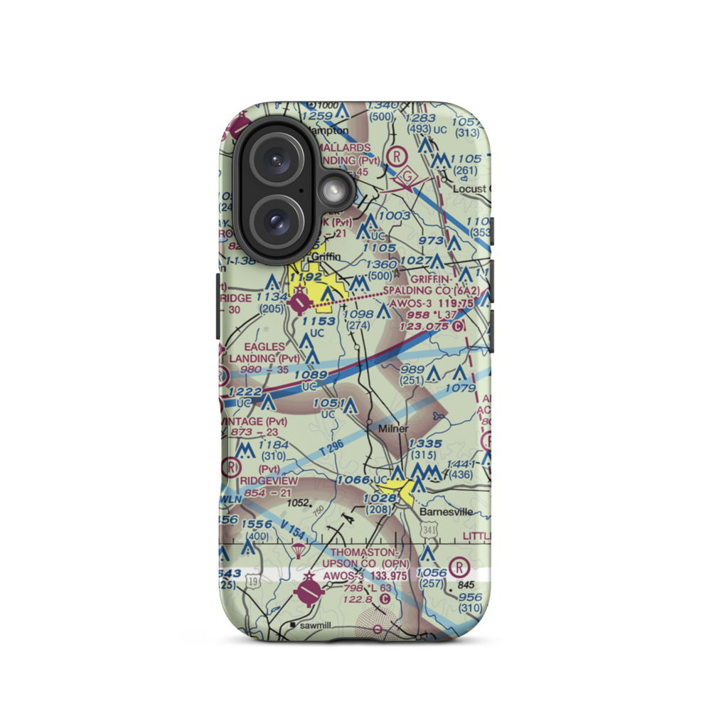 Toland Airport (77GA) VFR Sectional  Tough iPhone Case iPhone 16 model shown