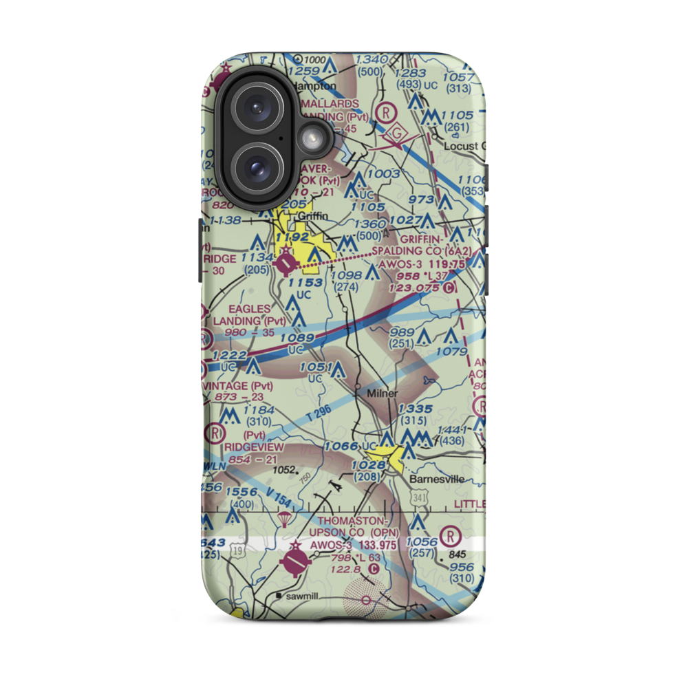 Toland Airport (77GA) VFR Sectional  Tough iPhone Case iPhone 16 Plus model shown