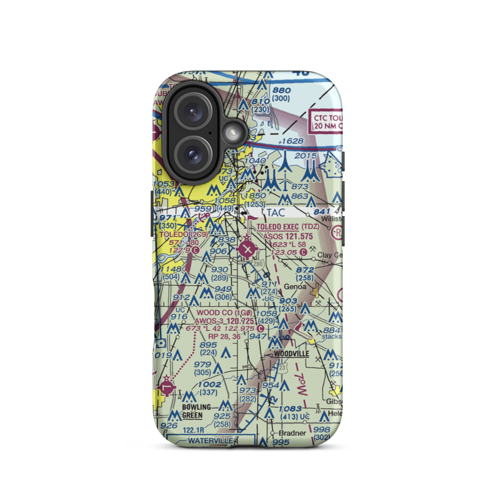 Toledo Executive Airport (TDZ) VFR Sectional  Tough iPhone Case iPhone 16 model shown
