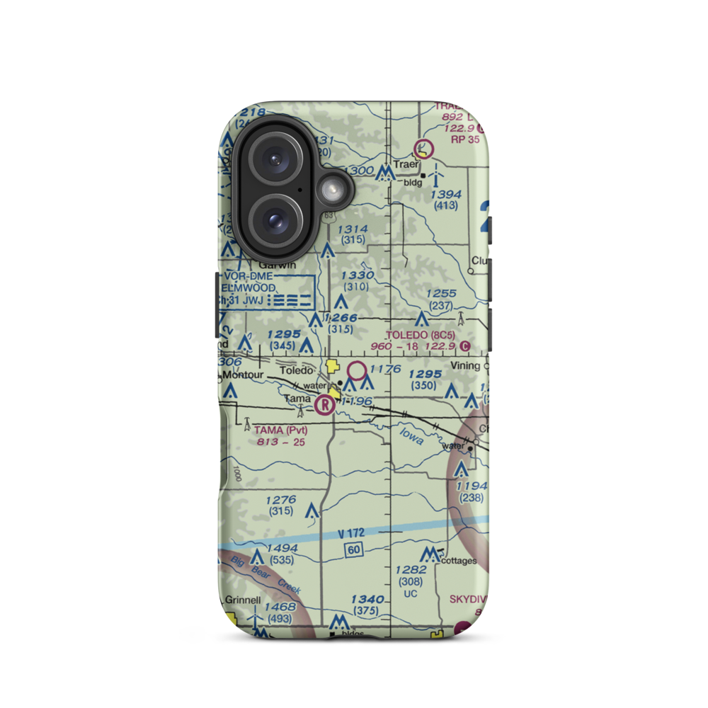 Toledo Municipal Airport (8C5) VFR Sectional  Tough iPhone Case iPhone 16 model shown