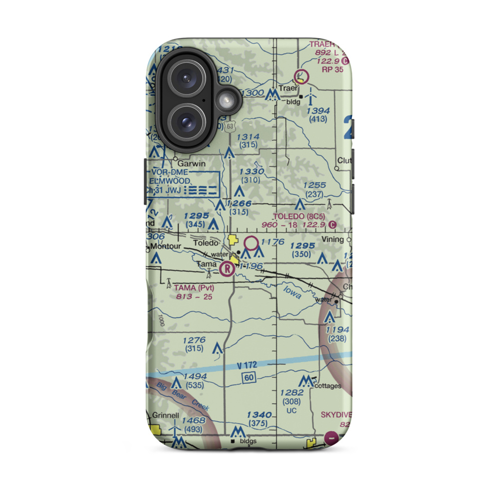 Toledo Municipal Airport (8C5) VFR Sectional  Tough iPhone Case iPhone 16 Plus model shown