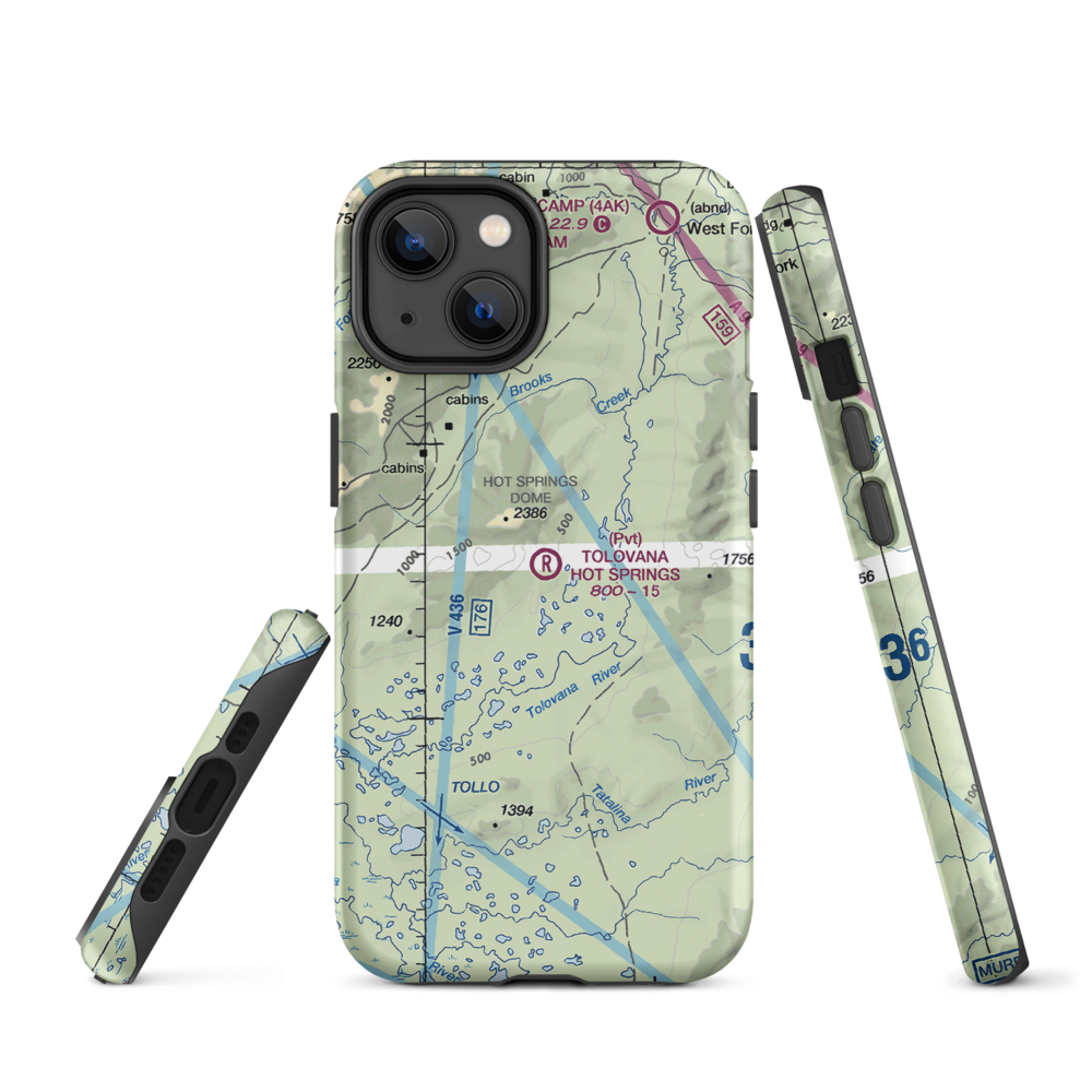 Tolovana Hot Springs Airport (83AK) VFR Sectional  Tough iPhone Case iPhone 14 model shown