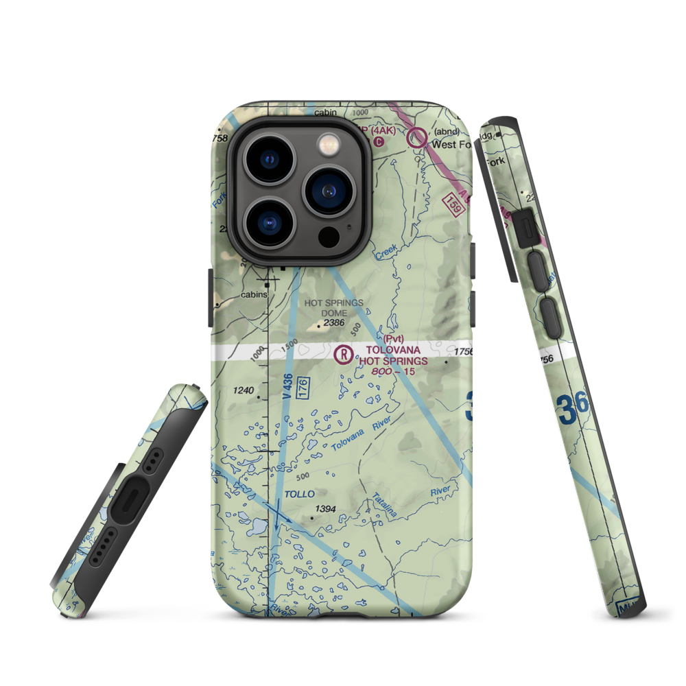 Tolovana Hot Springs Airport (83AK) VFR Sectional  Tough iPhone Case iPhone 14 Pro model shown