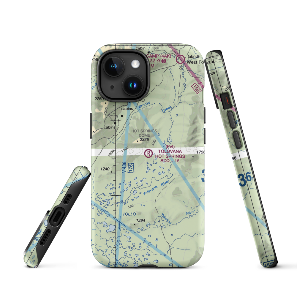 Tolovana Hot Springs Airport (83AK) VFR Sectional  Tough iPhone Case iPhone 15 model shown