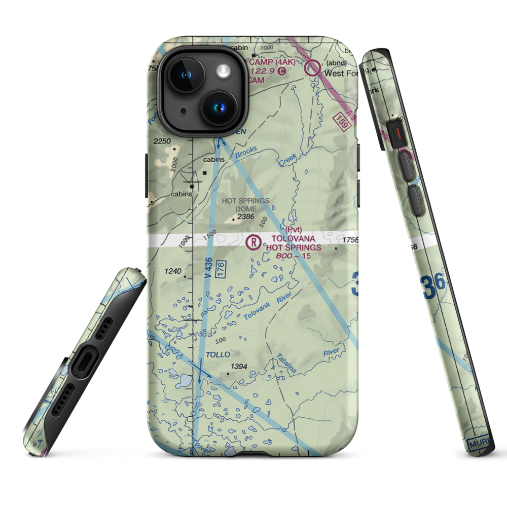 Tolovana Hot Springs Airport (83AK) VFR Sectional  Tough iPhone Case iPhone 15 Plus model shown