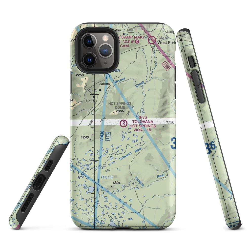 Tolovana Hot Springs Airport (83AK) VFR Sectional  Tough iPhone Case iPhone 11 Pro Max model shown