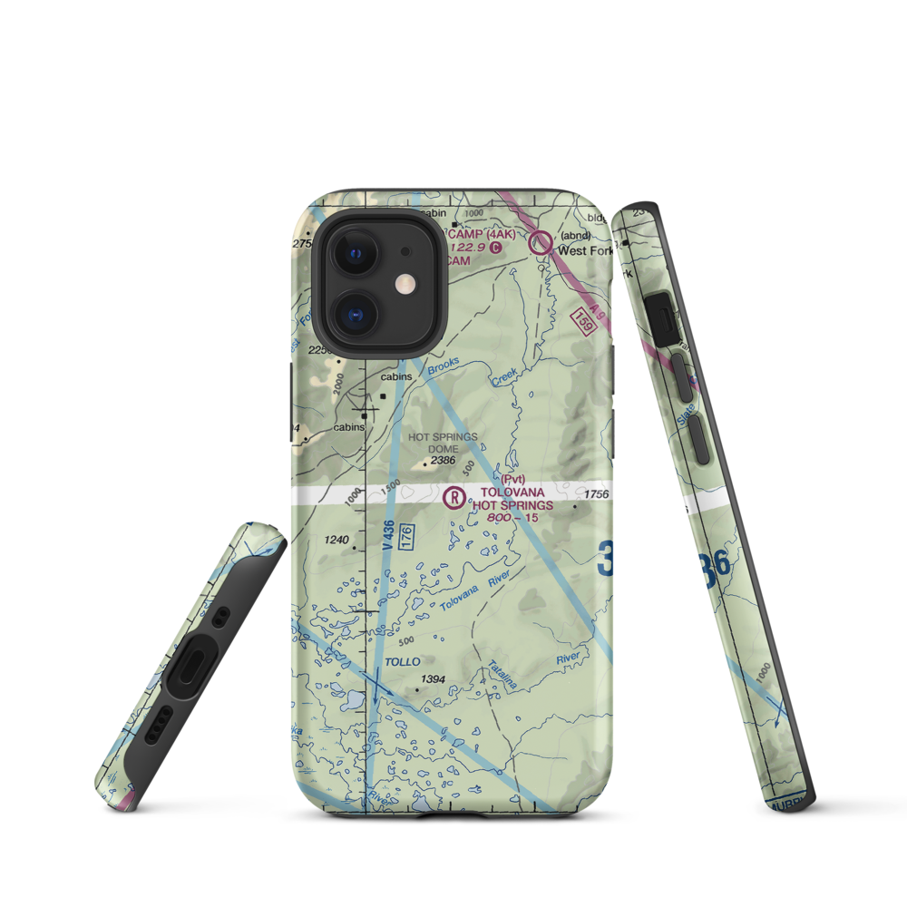 Tolovana Hot Springs Airport (83AK) VFR Sectional  Tough iPhone Case iPhone 12 mini model shown