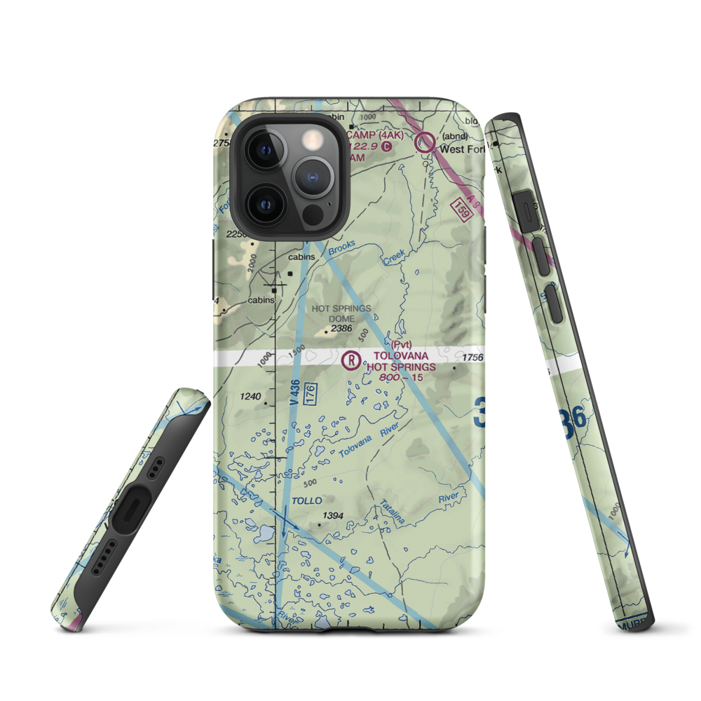 Tolovana Hot Springs Airport (83AK) VFR Sectional  Tough iPhone Case iPhone 12 Pro model shown