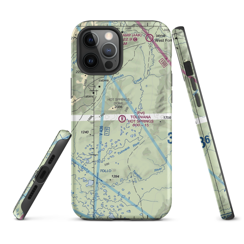 Tolovana Hot Springs Airport (83AK) VFR Sectional  Tough iPhone Case iPhone 12 Pro Max model shown