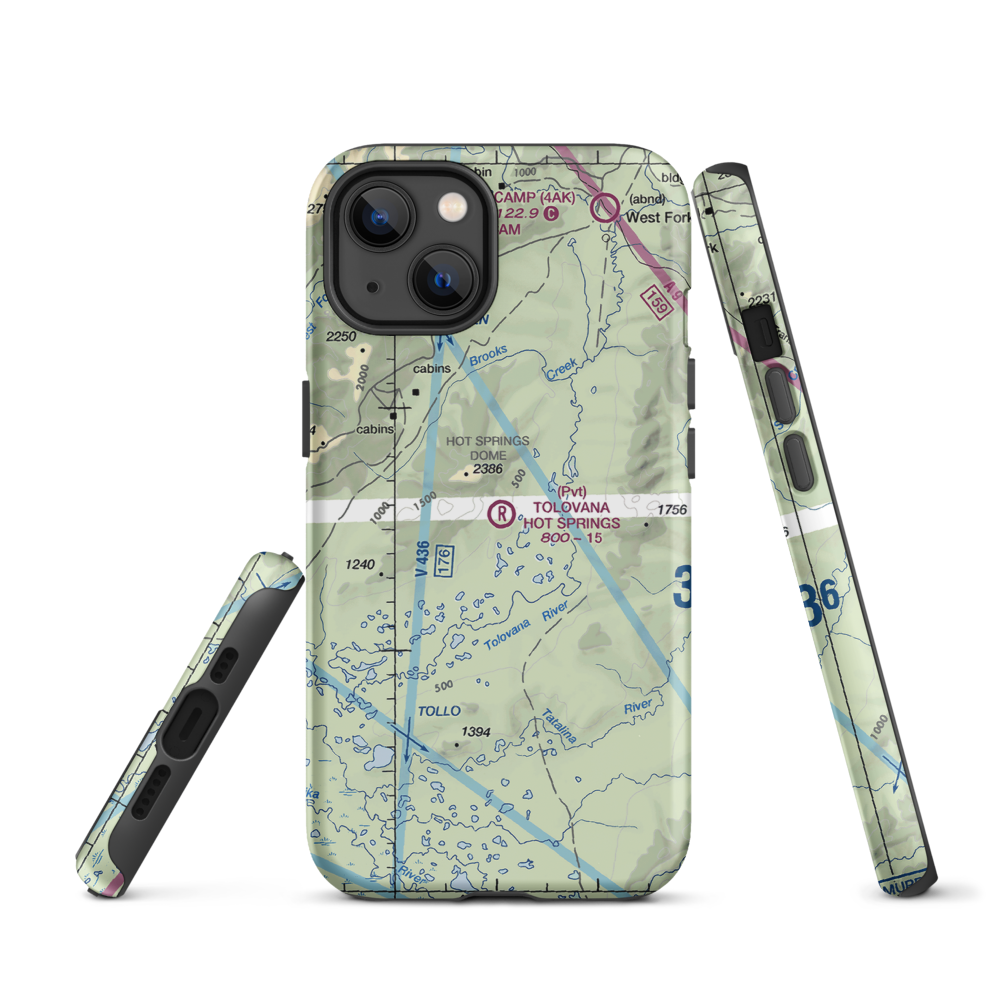 Tolovana Hot Springs Airport (83AK) VFR Sectional  Tough iPhone Case iPhone 13 model shown