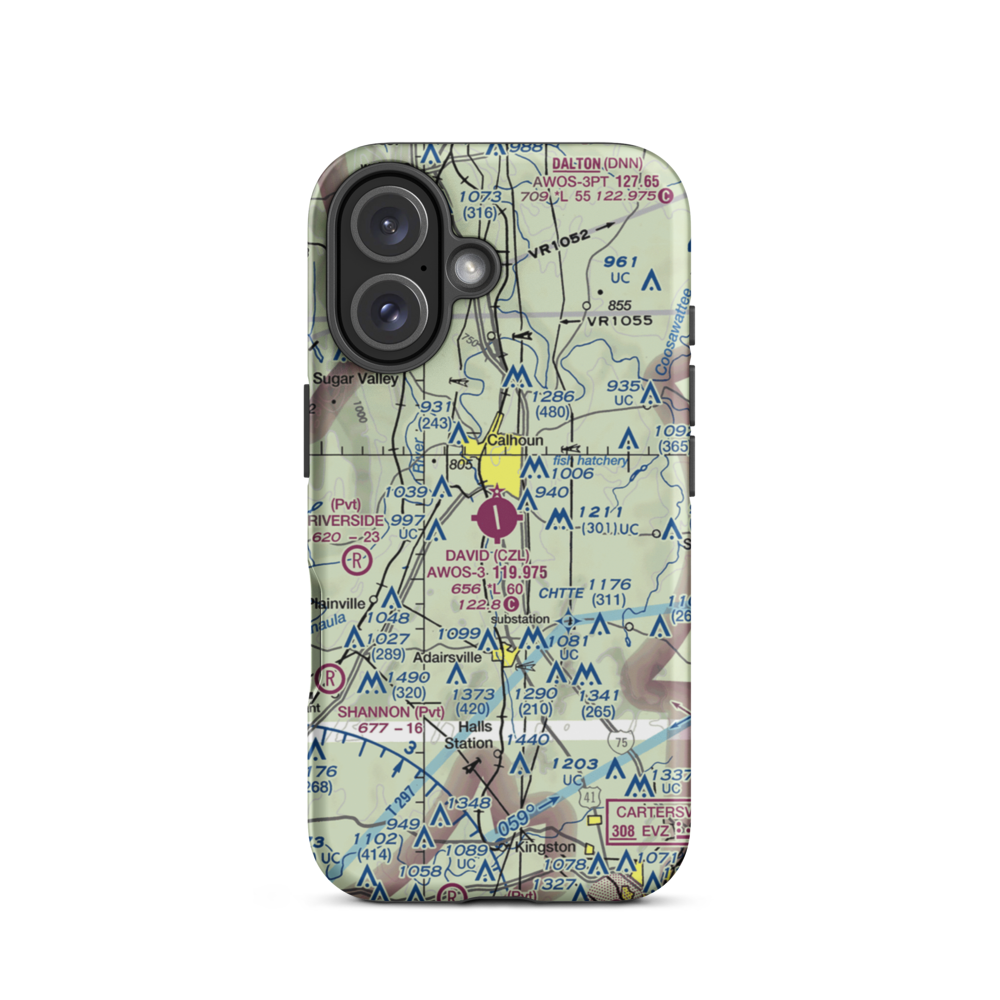 Tom B. David Field (CZL) VFR Sectional  Tough iPhone Case iPhone 16 model shown