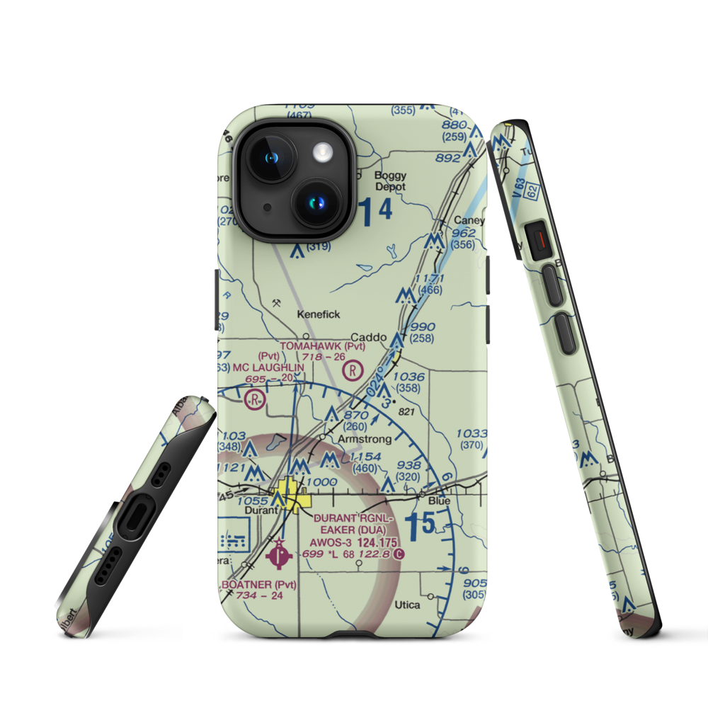 Tomahawk Airport (9OK4) VFR Sectional  Tough iPhone Case iPhone 15 model shown
