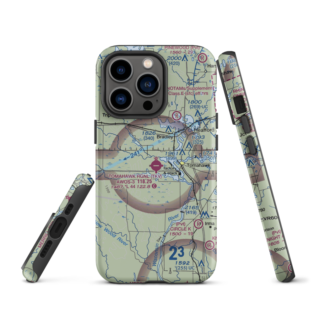 Tomahawk Regional Airport (TKV) VFR Sectional  Tough iPhone Case iPhone 13 Pro model shown