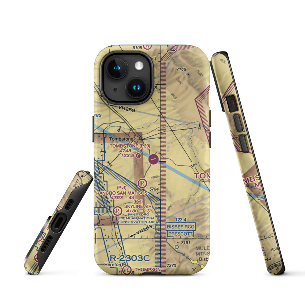 Tombstone Municipal Airport (P29) VFR Sectional  Tough iPhone Case iPhone 15 model shown