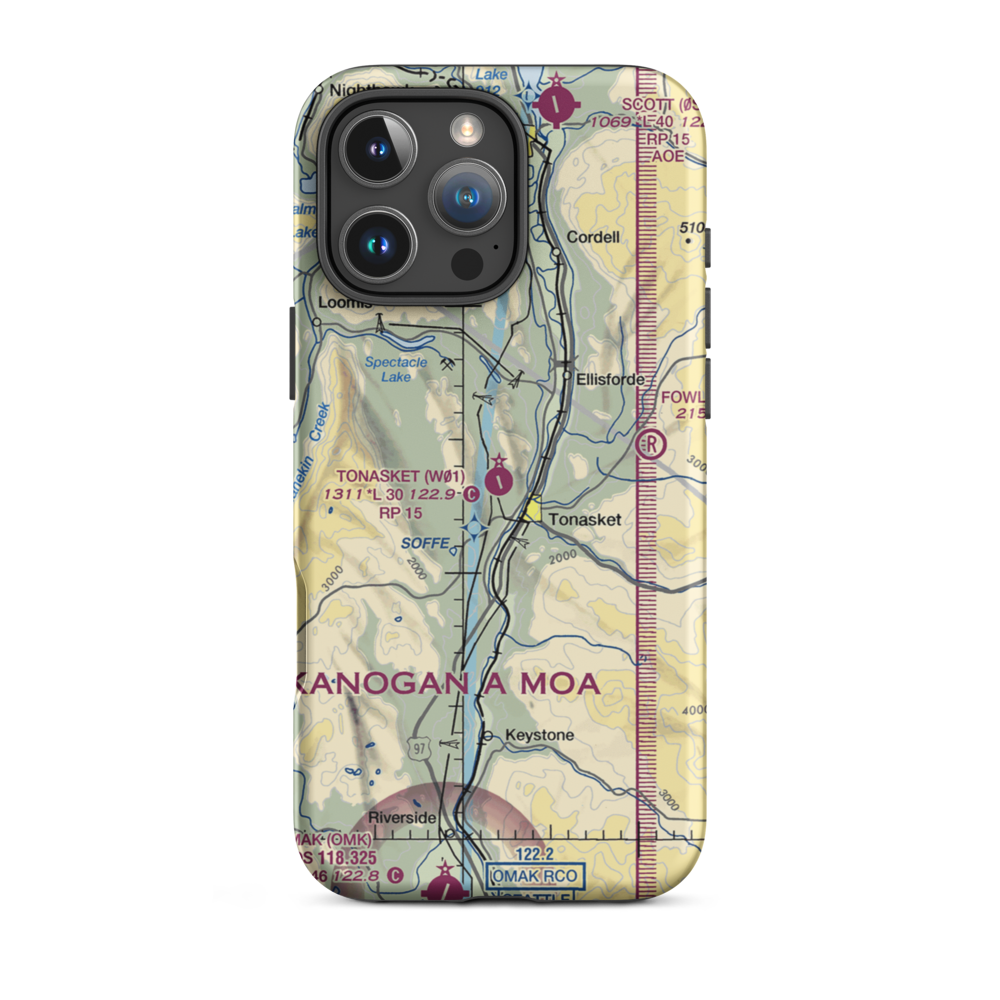 Tonasket Municipal Airport (W01) VFR Sectional  Tough iPhone Case iPhone 16 Pro Max model shown