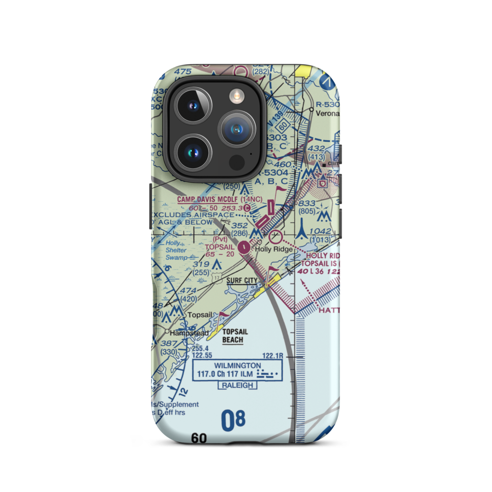Topsail Airpark (01NC) VFR Sectional  Tough iPhone Case iPhone 16 Pro model shown