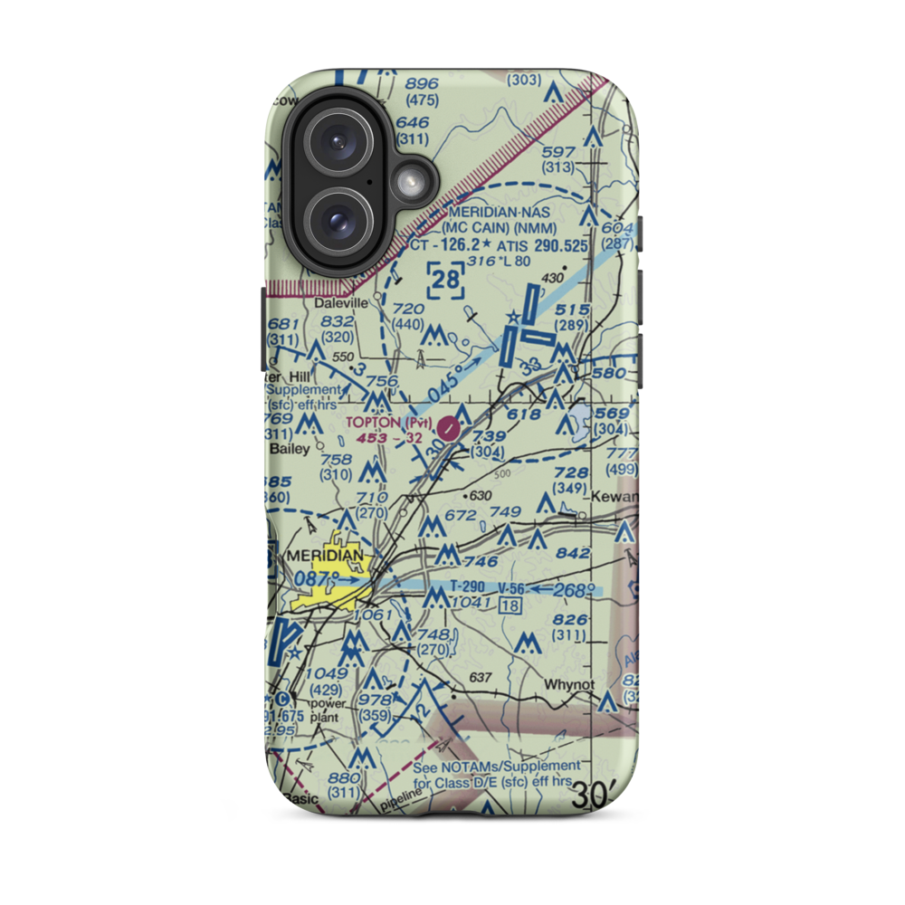 Topton Air Estates Airport (0MS0) VFR Sectional  Tough iPhone Case iPhone 16 Plus model shown