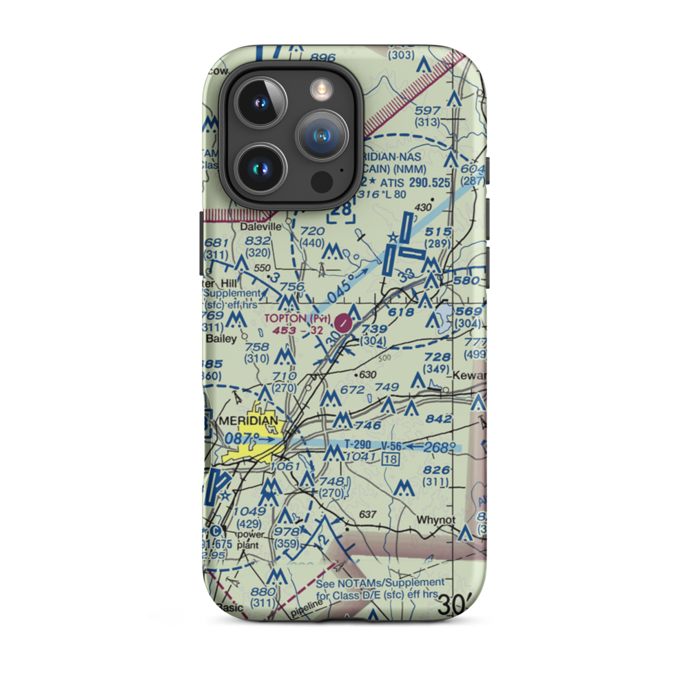 Topton Air Estates Airport (0MS0) VFR Sectional  Tough iPhone Case iPhone 16 Pro Max model shown