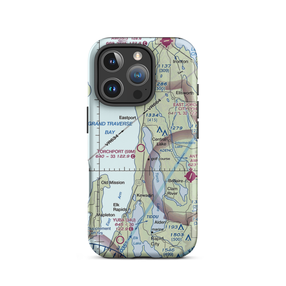Torchport Airport (59M) VFR Sectional  Tough iPhone Case iPhone 16 Pro model shown